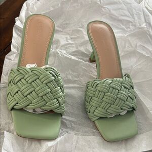 Elegant Braided Women's Heels in Sage Green